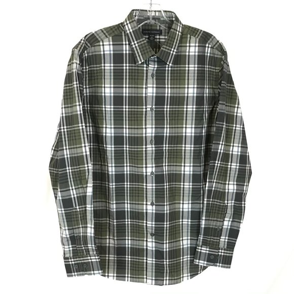 NWT Mens Size Medium Banana Republic Plaid Button Front Classic Dress Shirt Top - Picture 1 of 3